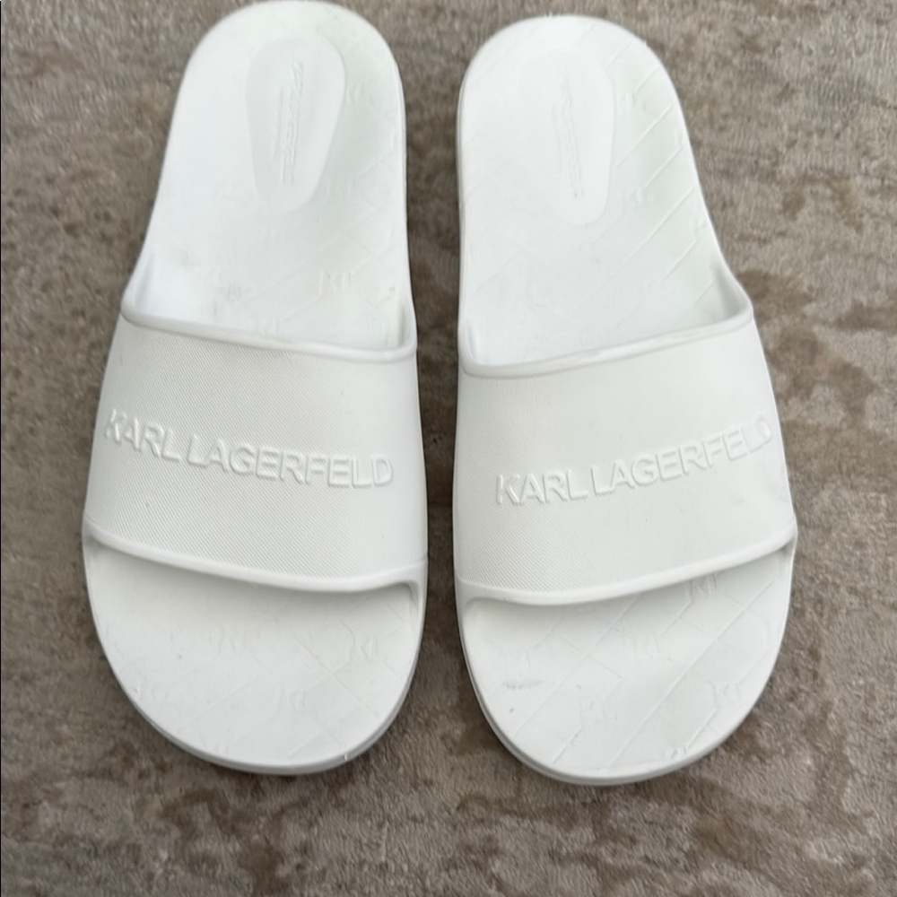 Karl Lagerfeld Classic White Slides